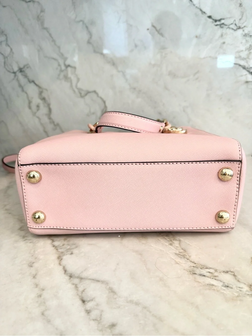Michael Kors Blush Pink Saffiano Leather Satchel with Gold Hardware